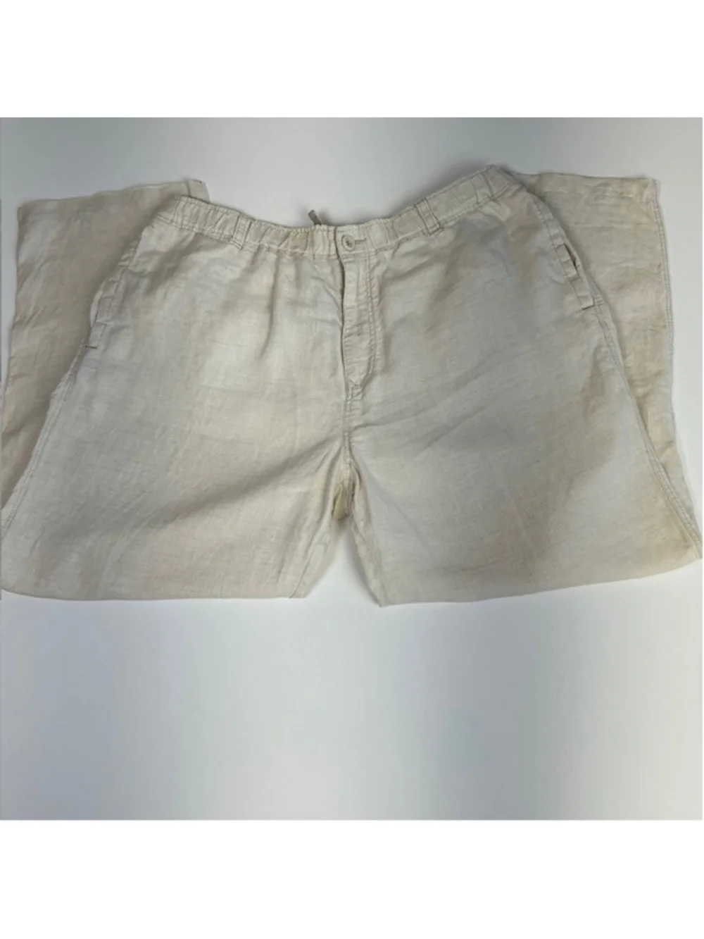 Tommy Bahama RELAX Linen Pants XXL Beige Tan Wide Leg Elastic Waist Drawstring